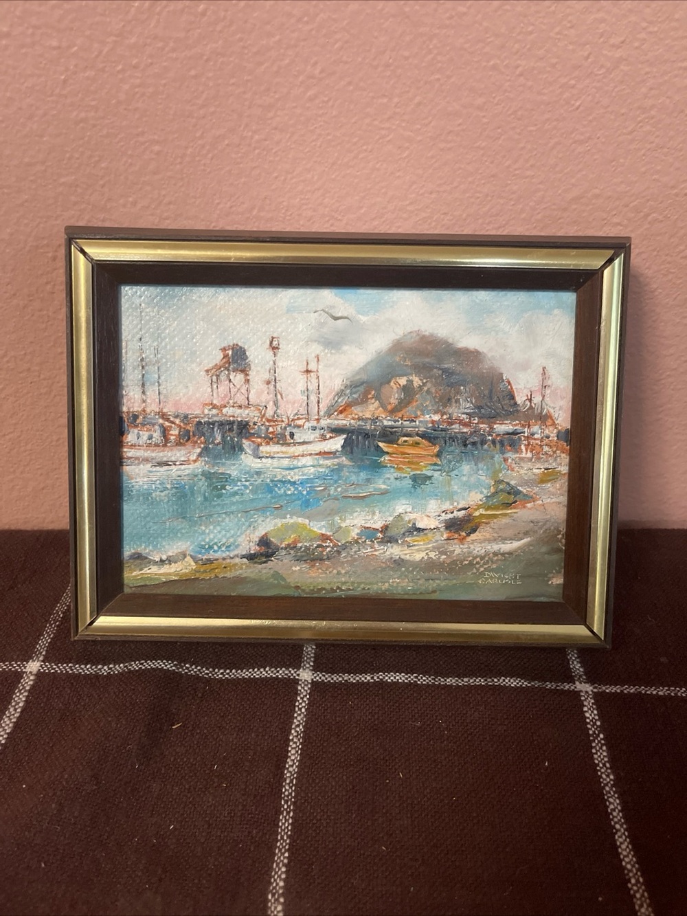 VTG Framed Seascape Ships Painting, Impressionist Nautical Art, Small, Single